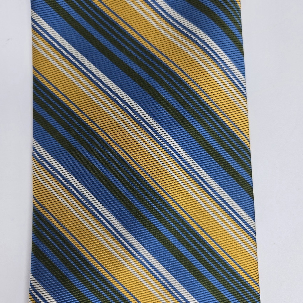 Vtg Mabley & Carew Cincinnati Silk Tie Arturo Cassani Striped Blue Gold Green 4"